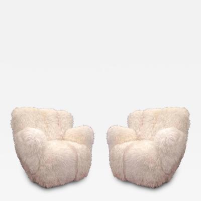 Viggo Boesen Viggo Boesen Pair of Hairy Club Chairs Covered in Sheep Skin Fur