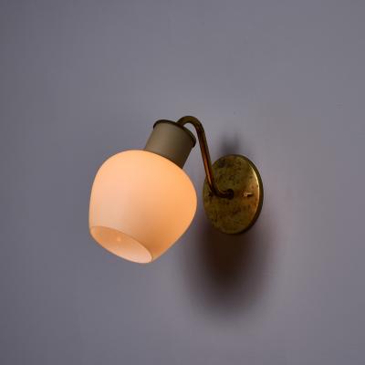 Vilhelm Lauritzen 1950s Vilhelm Lauritzen Christiansborg Brass Glass Sconces for Louis Poulsen