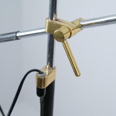 Viljo Hirvonen Floor Lamp H801 in Leather Brass Metal Valaistusty 1950s