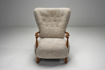 Villy S rensen Villy S rensen Easy Chair With Oak Frame Denmark 1950s