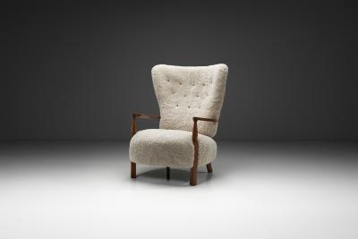 Villy S rensen Villy S rensen Easy Chair With Oak Frame Denmark 1950s
