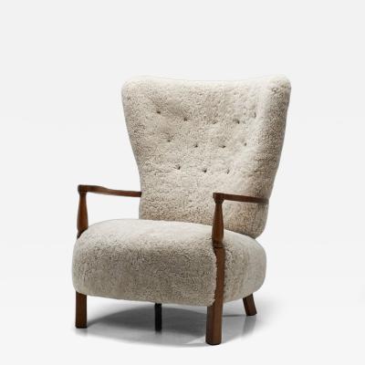Villy S rensen Villy S rensen Easy Chair With Oak Frame Denmark 1950s