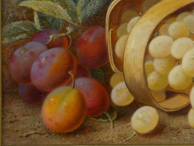 Vincent Clare Still Life with Grapes and Plums Antique Oil Painting by Vincent Clare