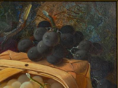 Vincent Clare Still Life with Grapes and Plums Antique Oil Painting by Vincent Clare