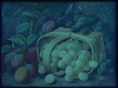 Vincent Clare Still Life with Grapes and Plums Antique Oil Painting by Vincent Clare