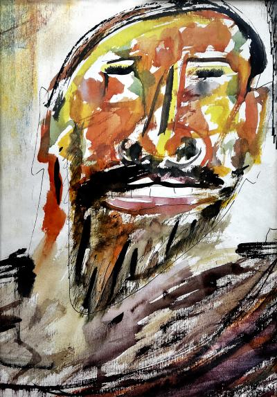 Vincent D Smith Portrait of African Man by African American Artist Expressionist Brush Strokes