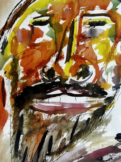 Vincent D Smith Portrait of African Man by African American Artist Expressionist Brush Strokes