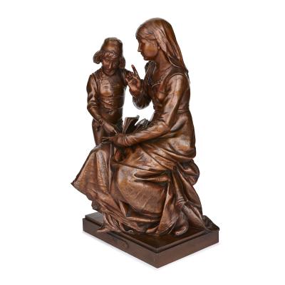 Vincent Desire Faure de Brousse Bronze mother and child by Faure de Brousse