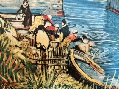 Vincent Van Gogh THE LANGLOIS BRIDGE AT ARLES WITH WOMEN WASHING VAN GOGH PRINT ON CANVAS