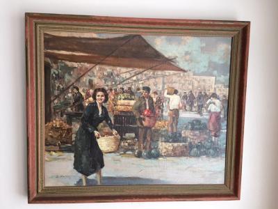 Vincenzo D Auria VINCENZO DAURIA ITALIAN MARKET SCENE PAINTING