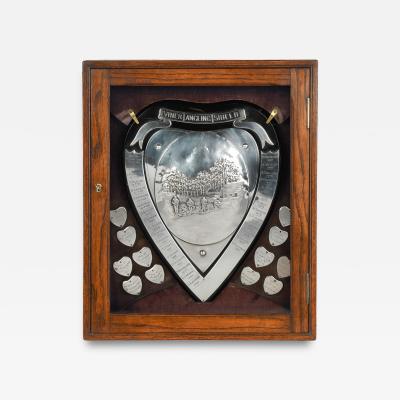 Viner Angling Shield Presentation Fishing Trophy with Fitted Oak Display Cabinet