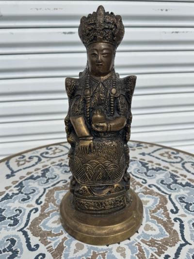 Vintage 12 Brass Sculpture of Tibetan Buddhist Kneeling