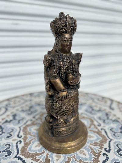 Vintage 12 Brass Sculpture of Tibetan Buddhist Kneeling