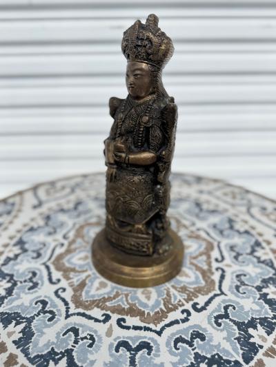 Vintage 12 Brass Sculpture of Tibetan Buddhist Kneeling