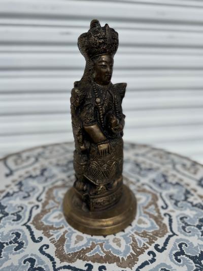 Vintage 12 Brass Sculpture of Tibetan Buddhist Kneeling