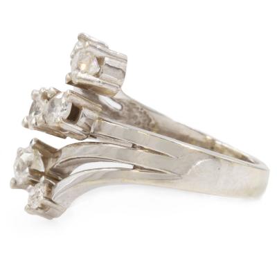 Vintage 14k White Gold Bypass Ring w 6 Diamonds approx 1 23 CTW size 6 5