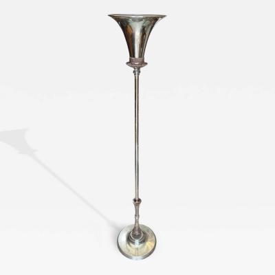 Vintage 1930s Art Deco Space Age Chrome Torchiere Floor Lamp