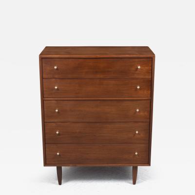 Vintage 1960s Danish Modern Tall Dresser in Mahogany with Original Brass Pulls