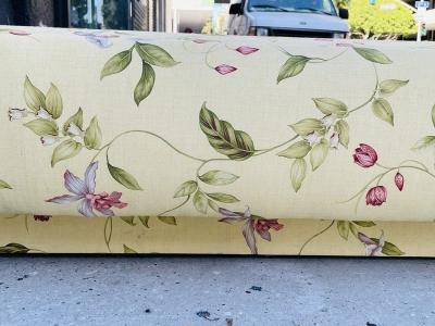 Vintage 1960s Floral Upholstered Twin Bed Hollywood Regency Style