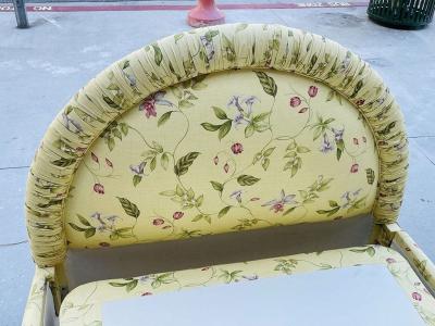 Vintage 1960s Floral Upholstered Twin Bed Hollywood Regency Style