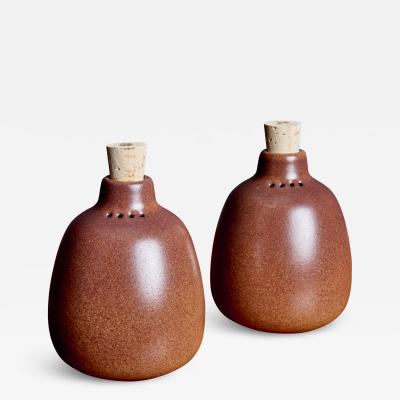 Vintage 1970s Heath Ceramics Salt Pepper in Brown USA