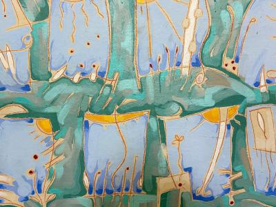 Vintage 1980s Subtle Patterned Abstract Painting Framed