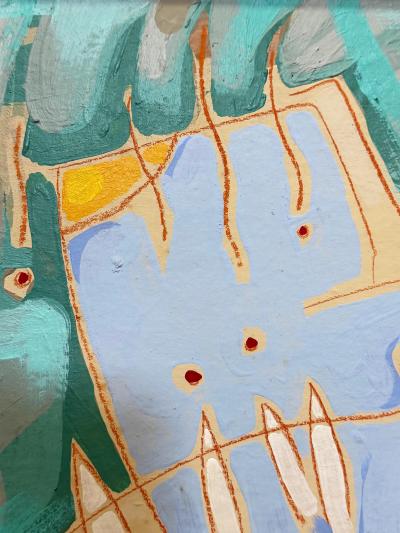 Vintage 1980s Subtle Patterned Abstract Painting Framed