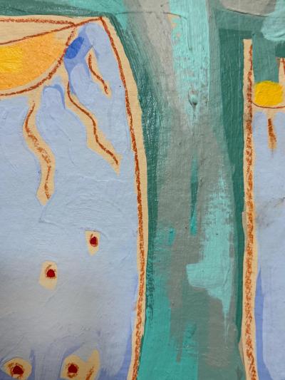 Vintage 1980s Subtle Patterned Abstract Painting Framed