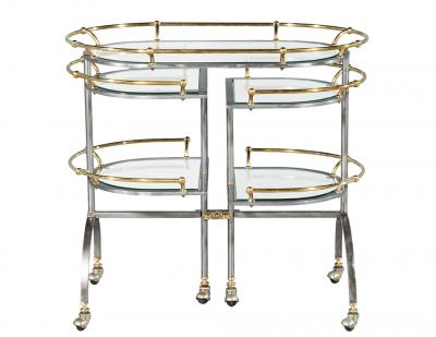 Vintage 2 Tone Metal Bar Cart in the manner of Edoardo Orlandi