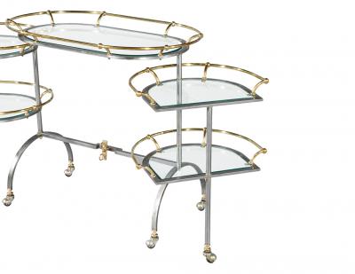 Vintage 2 Tone Metal Bar Cart in the manner of Edoardo Orlandi