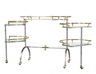 Vintage 2 Tone Metal Bar Cart in the manner of Edoardo Orlandi