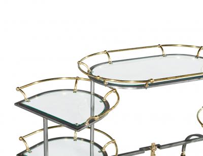 Vintage 2 Tone Metal Bar Cart in the manner of Edoardo Orlandi