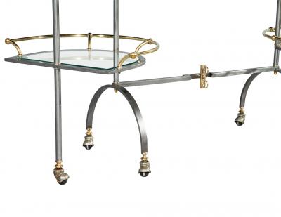 Vintage 2 Tone Metal Bar Cart in the manner of Edoardo Orlandi