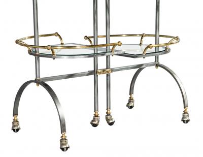Vintage 2 Tone Metal Bar Cart in the manner of Edoardo Orlandi