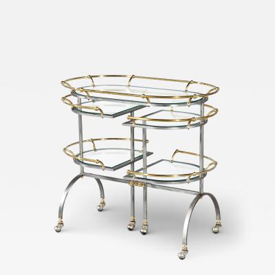 Vintage 2 Tone Metal Bar Cart in the manner of Edoardo Orlandi