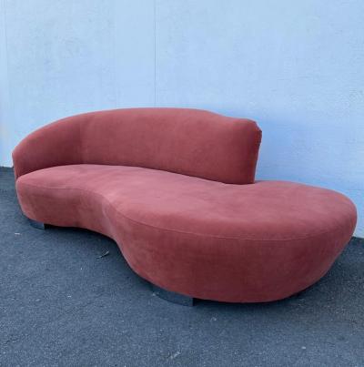Vintage 20th Century Modern Velvet Serpentine Sofa