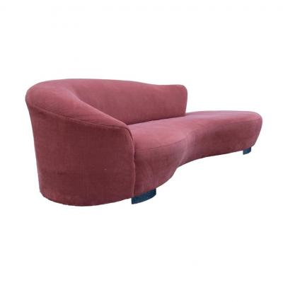 Vintage 20th Century Modern Velvet Serpentine Sofa