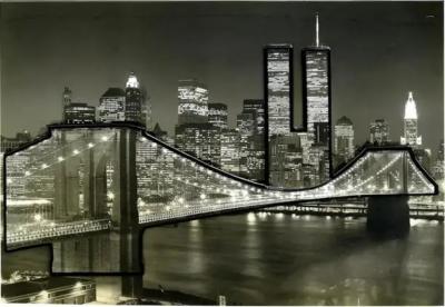 Vintage 3 Dimensional New York City Skyline Photograph Twin Towers Framed