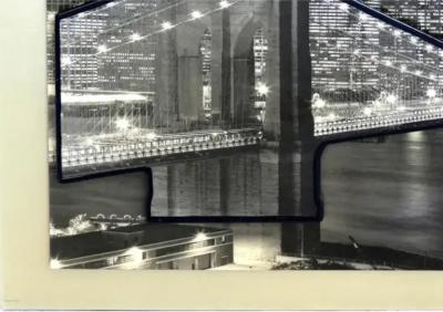 Vintage 3 Dimensional New York City Skyline Photograph Twin Towers Framed