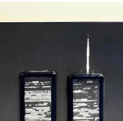Vintage 3 Dimensional New York City Skyline Photograph Twin Towers Framed