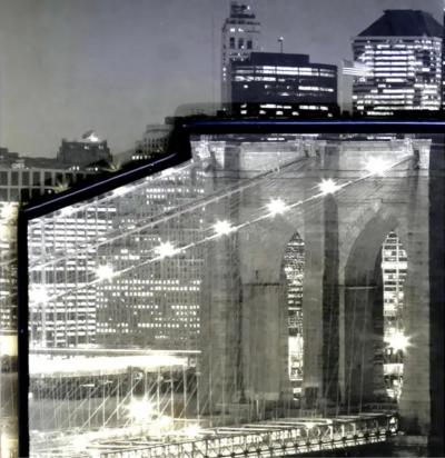 Vintage 3 Dimensional New York City Skyline Photograph Twin Towers Framed