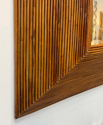 Vintage 3 dimensional Pencil Reed Coastal Beveled Mirror