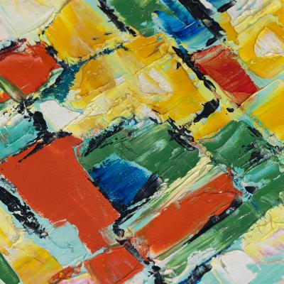 Vintage Abstract Oil Painting 2 France Mid 20th Century