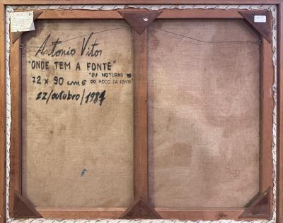 Vintage Abstract Oil Painting by Brazilian Artist Antonio Vitor 1987