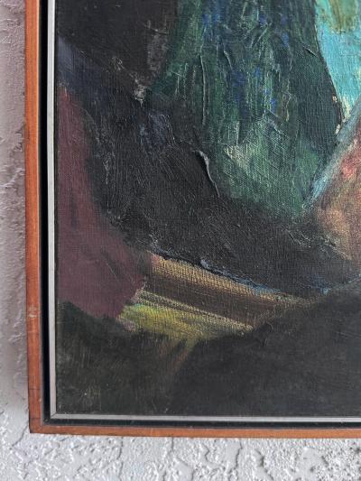 Vintage Abstract Oil Painting by Brazilian Artist Antonio Vitor 1987