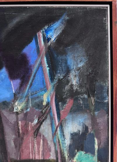 Vintage Abstract Oil Painting by Brazilian Artist Antonio Vitor 1987