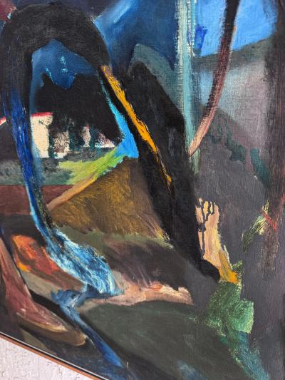 Vintage Abstract Oil Painting by Brazilian Artist Antonio Vitor 1987