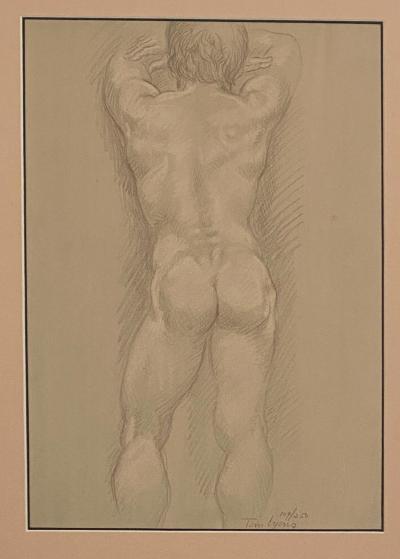 Vintage Academic Sketch of a Male Nude