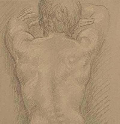 Vintage Academic Sketch of a Male Nude