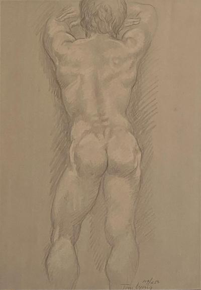 Vintage Academic Sketch of a Male Nude